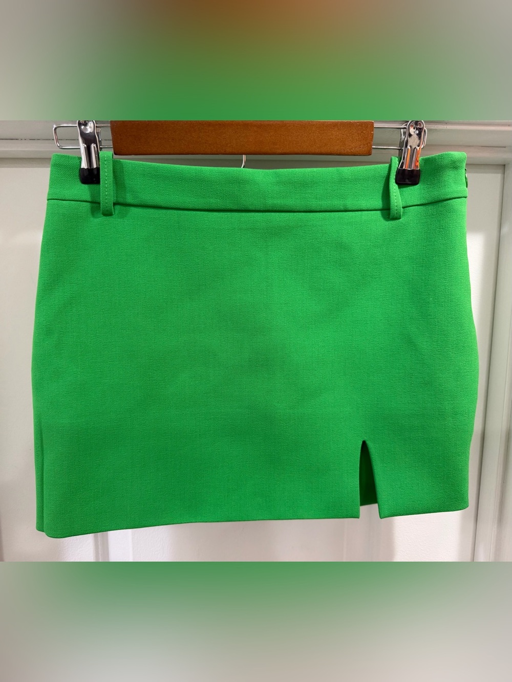 Zara Green Slit  Tailored Lined  Mini Skirt Size XS